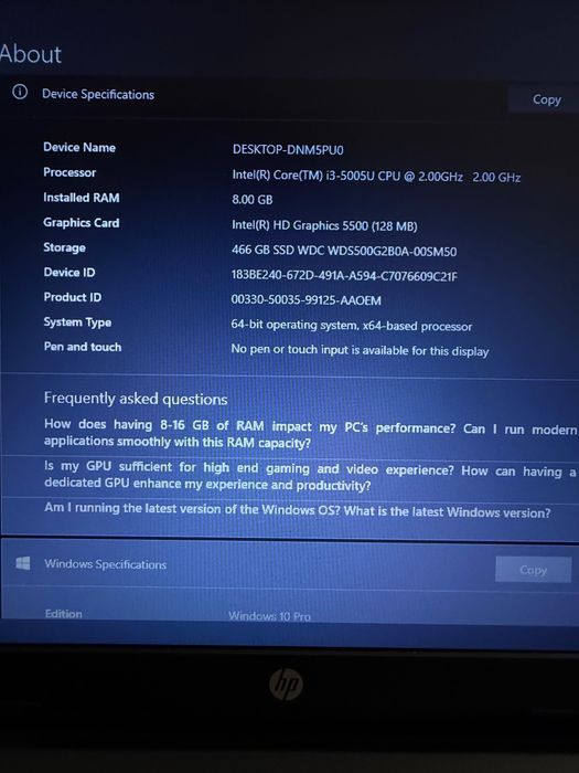 Vand Laptop HP 250 G4