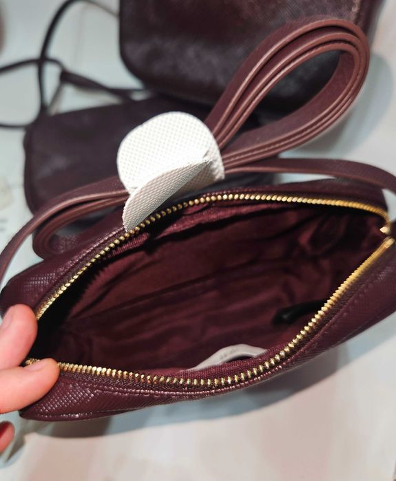 клатч h&m из сафрановой выделки цвет марсала на длинной ручке