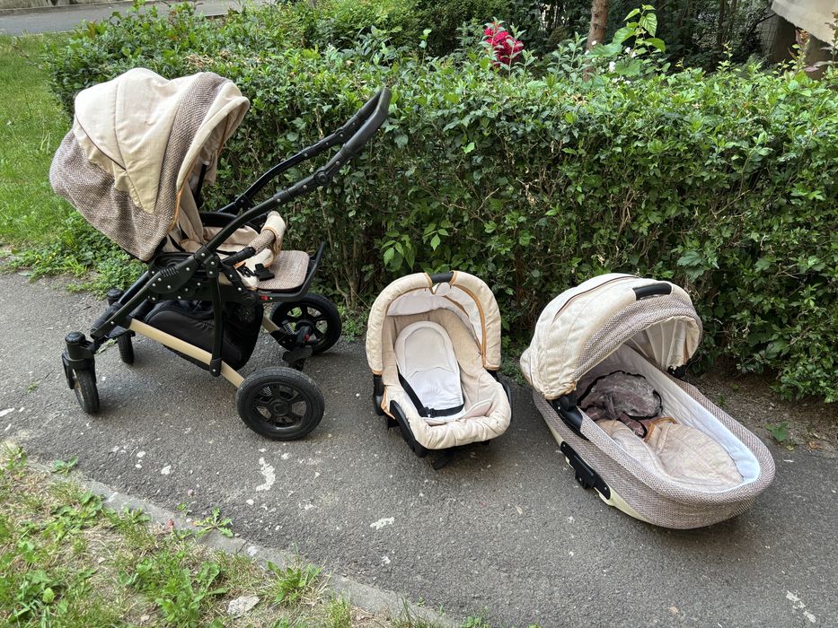 Carucior 3 in 1 bej/gri - ingrijit, curat in state foarte buna
