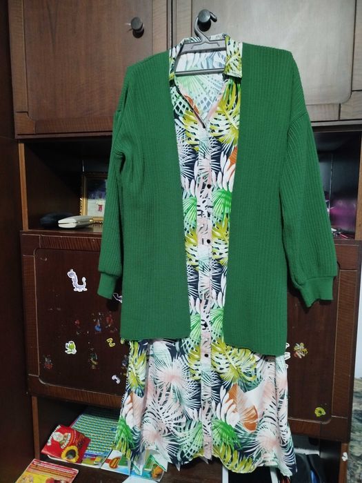 Женское платье и кардиган, 48 размера