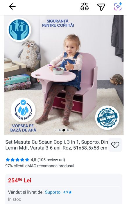 Masuta 3 in 1 pentru copilasi intre 3 si 6 ani