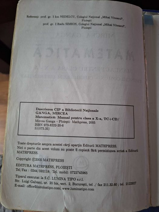 Manual de Matematică pentru clasa a X-a, trunchi comun plus curriculum diferentiat