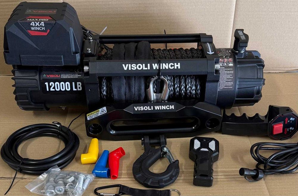 Troliu auto electric 12000lbs/5450kg cu cablu sintetic