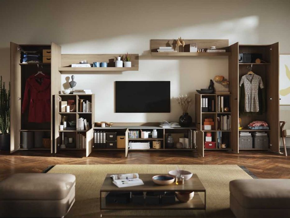 Living Silensia C3 DUO – Mobila sufragerie aspect lemn / bej