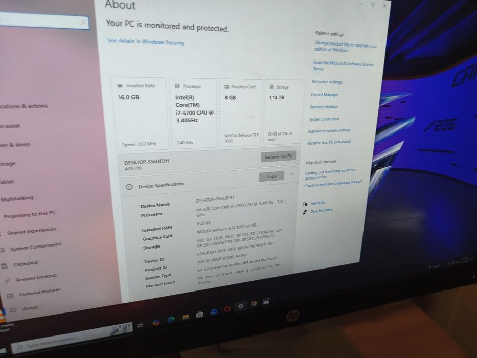 Unitate gaming Asus Rog i7 RTX 8Gb RAM 16Gb ssd 1 tera GTA CSGO