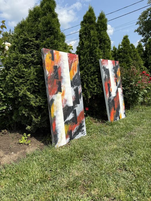 Set 2 tablouri pictate manual – energie pozitivă & design unic