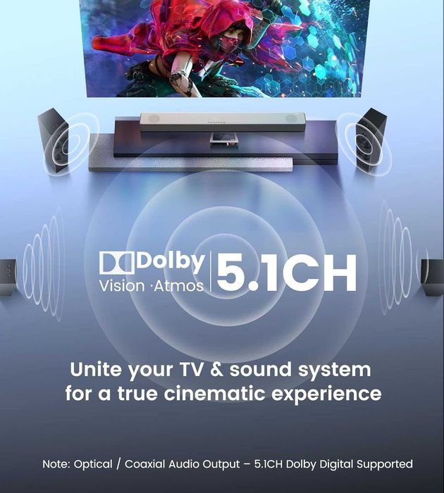 Splitter HDMI 4K-60Hz 1in 2 iout cu extractor audio,1x2+Toslink optic+coaxial+audio stereo de 3.5mm soundbar Dobly Vision/Atmos DTS 5.1CH HDCP2.3