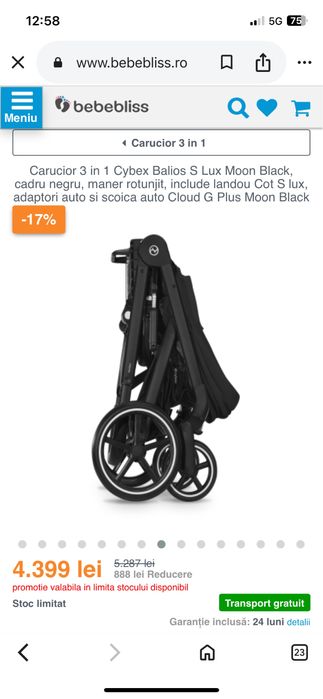 Carucior 3 in 1 cybex S Lux