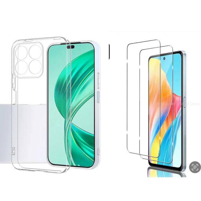 Husa Silicon Transparenta + Folie Sticla Curb 6D Honor X7A/X7B/X6B/X8B