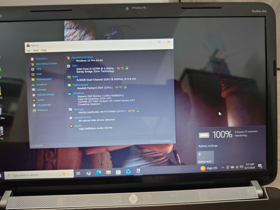 Laptop HP cu I3 și hdd 750gb
