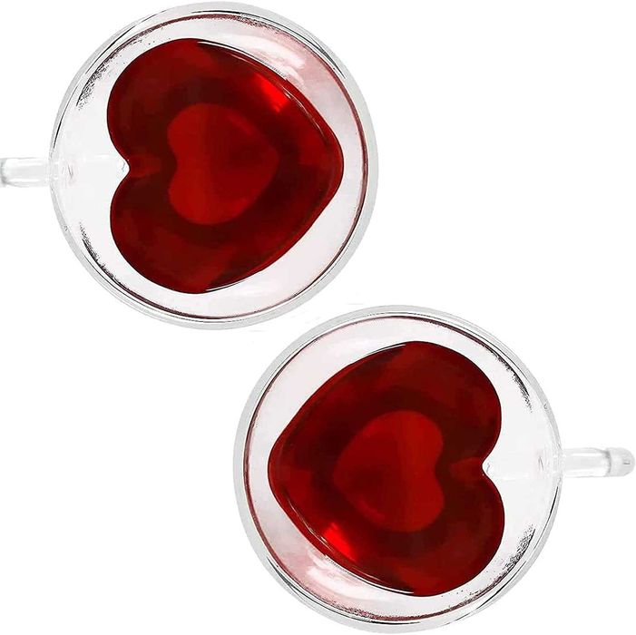 Термоустойчиви чаши сърце с двойно дъно за кафе, чай, капучино 180 мл