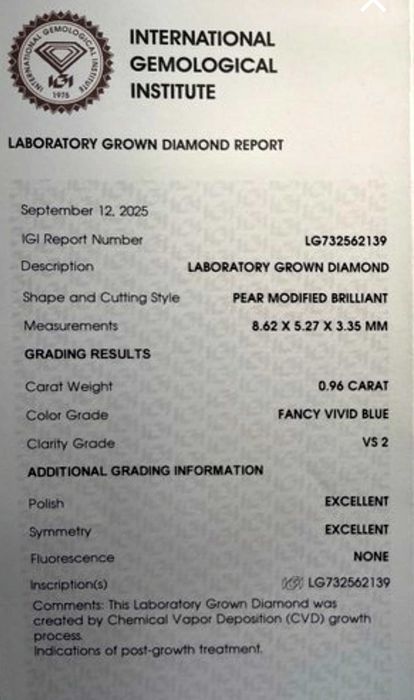 Inel (logodna) din aur 14K cu diamant albastru Fancy Vivid Blue – cu certificat!