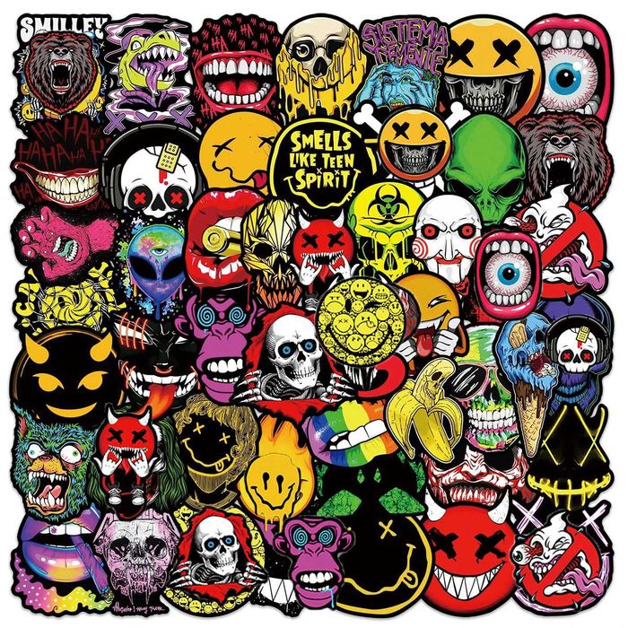 Стикери за декорация-50 бр Sceletons,Skulls,Horror/Черепи,Скелети,Пънк