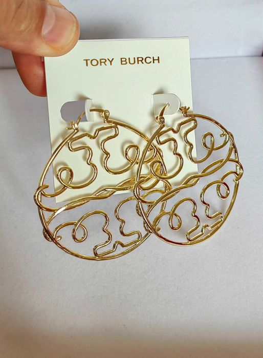 Обеци Tory Burch - logo round earrings