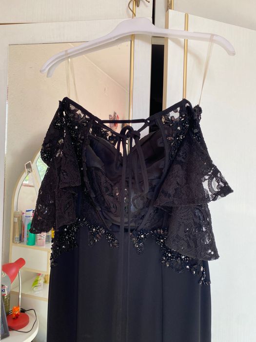 Елегантна черна бална рокля – размер 36 (S), носена веднъж