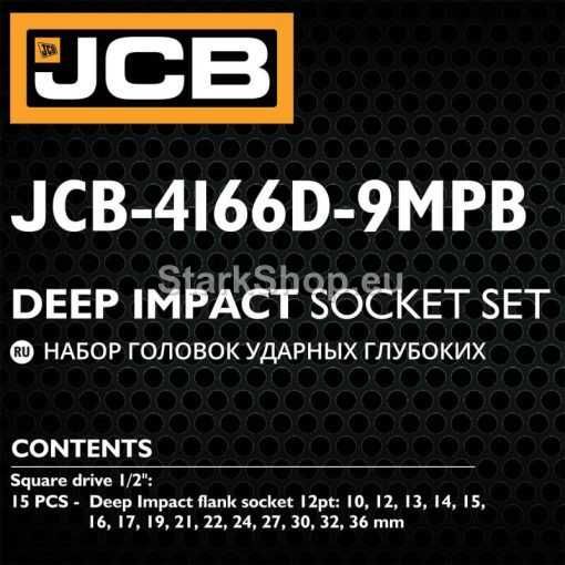 Дълбоки Ударни Вложки Комплект 12-стенни 15част 10-36мм JCB–4166D-9MPB
