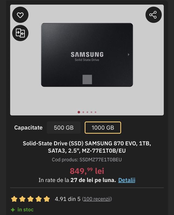 Solid-State Drive (SSD) SAMSUNG 870 EVO, 1TB