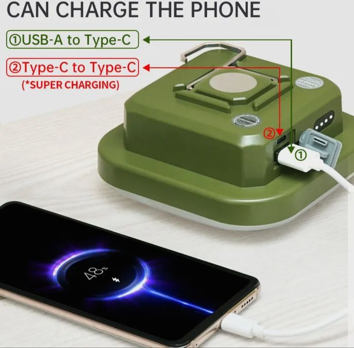 Фонарь кемпинговый аккумуляторная походный подвесной+ power bank