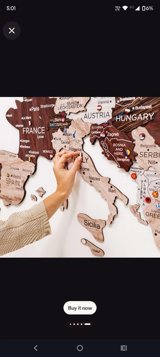 Harta lemn 3d Europa 89x90 nou