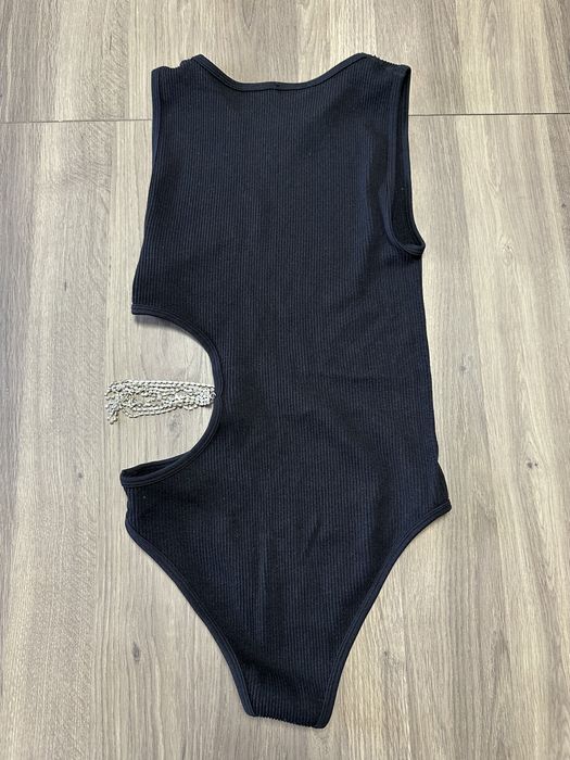 Чисто ново!! Дамско черно рипсено боди Zara с камъчета