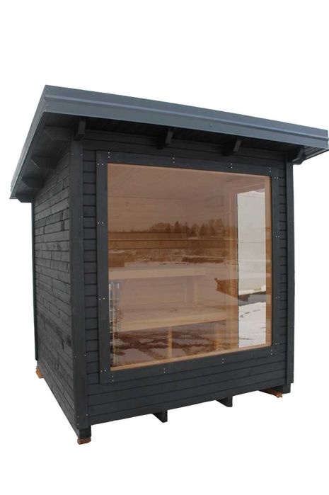 Sauna panoramica exterior model SQUARE 2MX2MX2.4M lemn sau electric