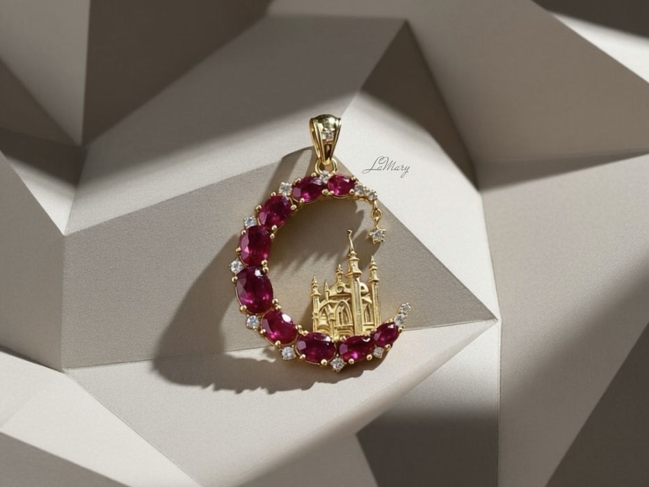 Дизайнерский золотой кулон – Мусульманский полумесяц