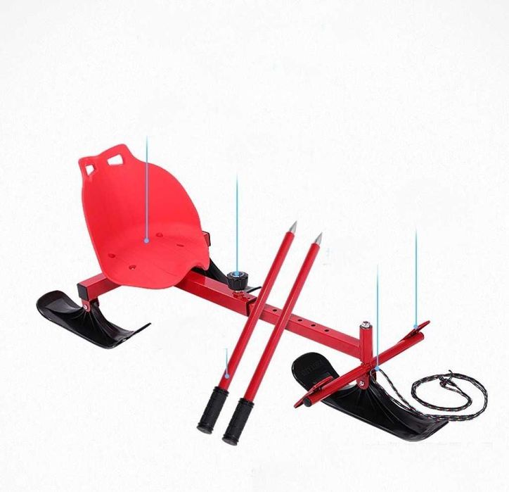 снежна шейна със ски и щеки, въже за теглене