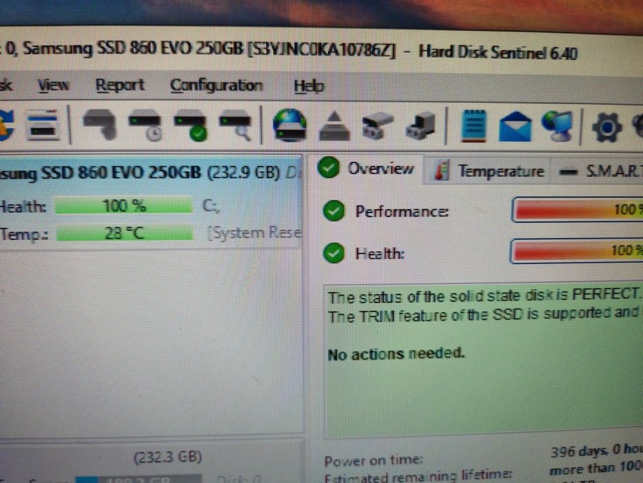 SSD Samsung evo 860 helath 100%