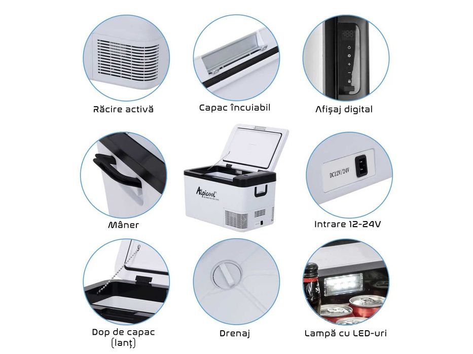 Frigider auto Alpicool K18 20L -20°C 12/24/220V portabil compresor