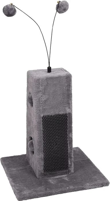 Драскала за котки с гумена четка и две камбанки