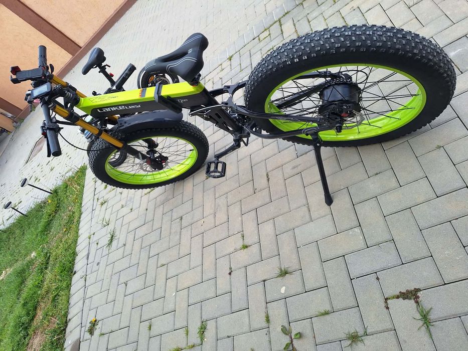 Bicicleta electrica LANKELEISI, Pliabil, 26 inch, 1000 W, Verde