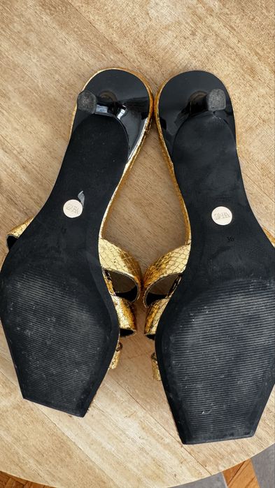sandale pantofi mules zara 36 aurii
