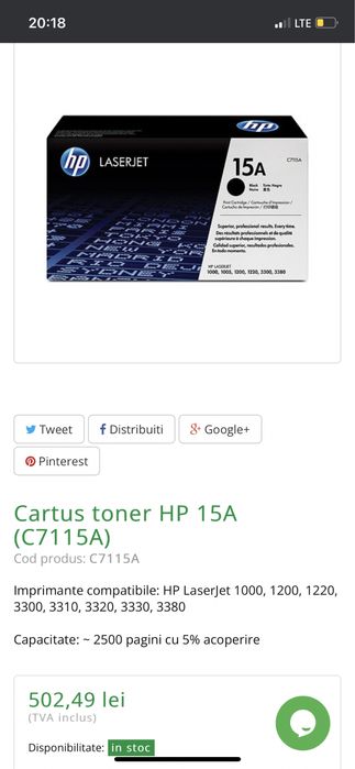 Cartus-Toner HP Laserjet -original, Sigilat