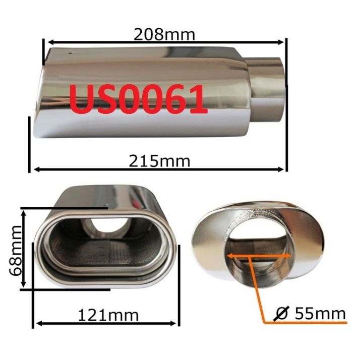 Неръждаеми накрайници за ауспух универсални двойни