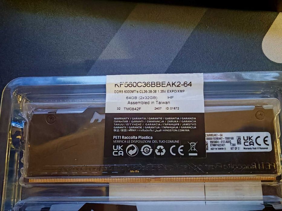 Рам памет Kingston FURY Beast Black RGB 64GB (2x32GB) DDR5 6000MHz