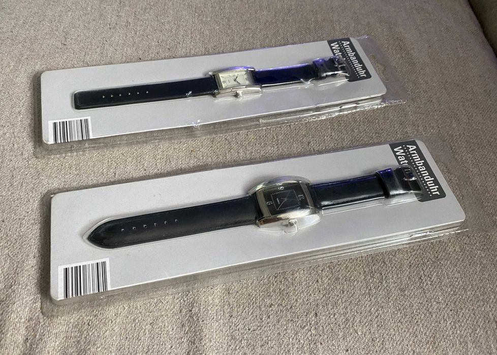 Ceasuri de mână quartz unisex, noi sigilate, curea piele neagră