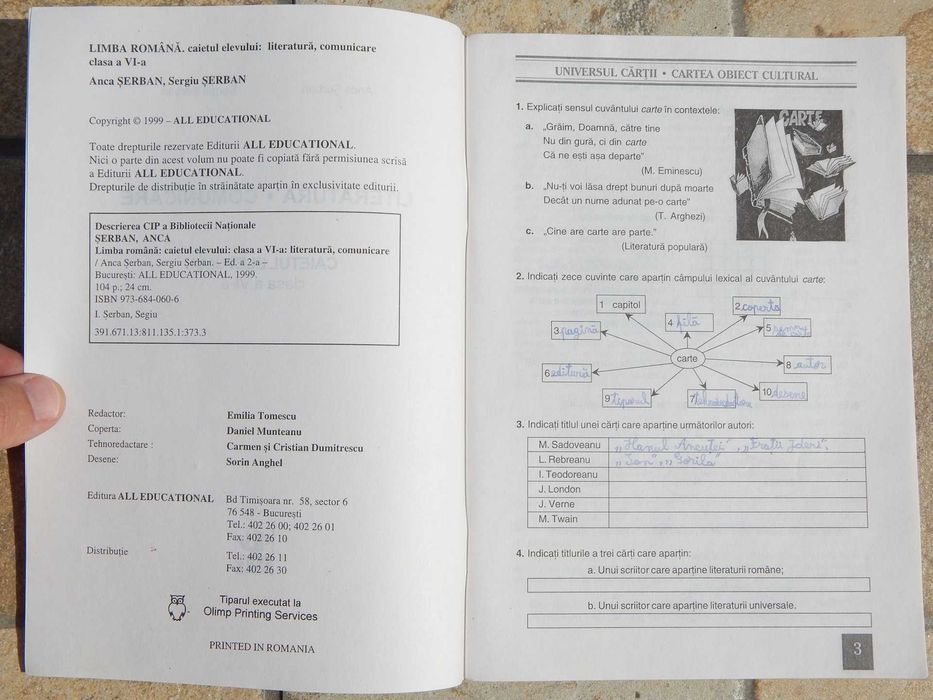 Caietul elevului romana VI S Serban A Serban All Educational 1999