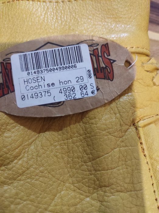 Pantaloni piele naturala (culoare galben)