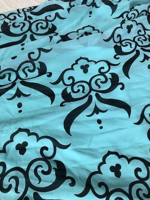 Синьо-зелена дълга рокля, подходяща за повод, размер L