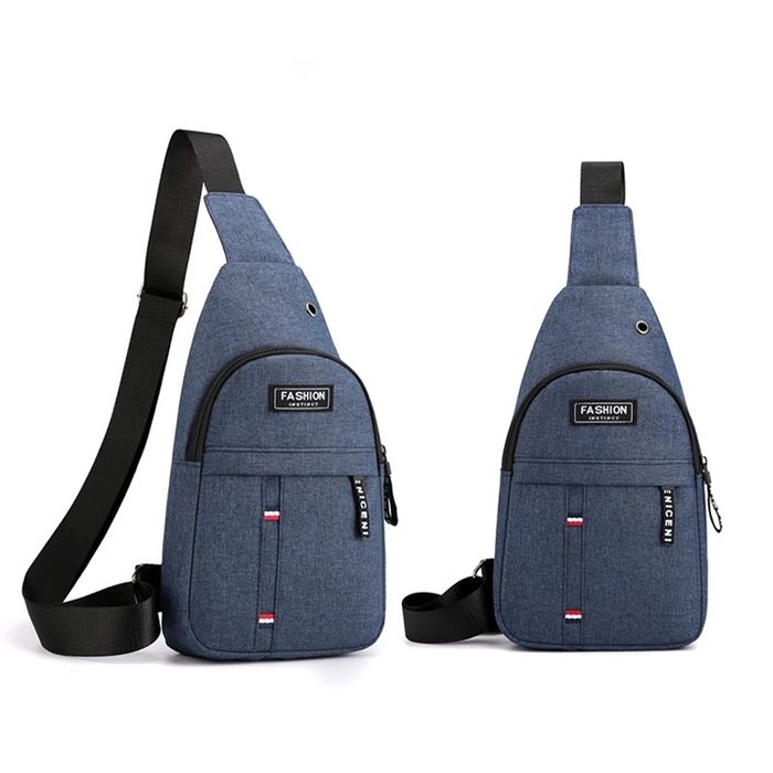 Borsetă de piept/spate. Două buzunare. Bretea diagonală. Gaică metal.