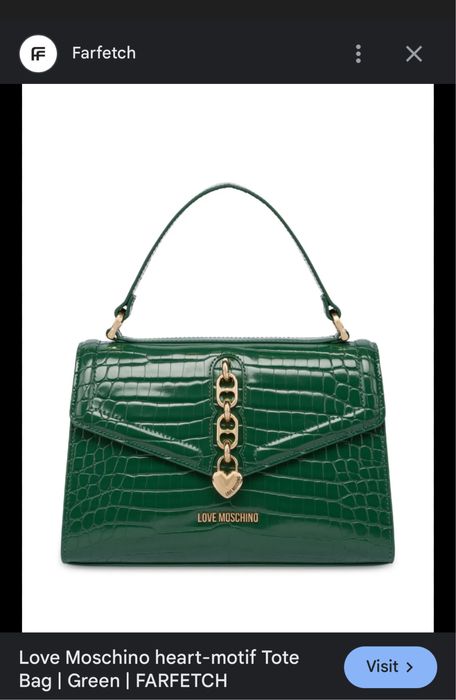 Луксозна дамска чанта Love Moschino Croco Green