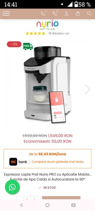 Expressor de lapte praf Nurio Pro