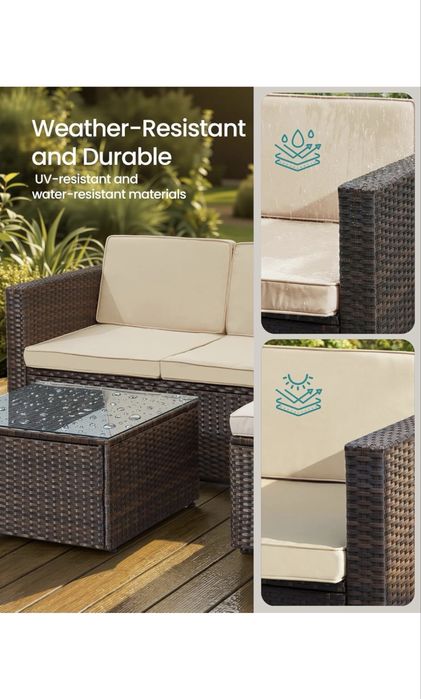 Set de mobilier de grădină SONGMICS, canapea de colț din rattan, noua