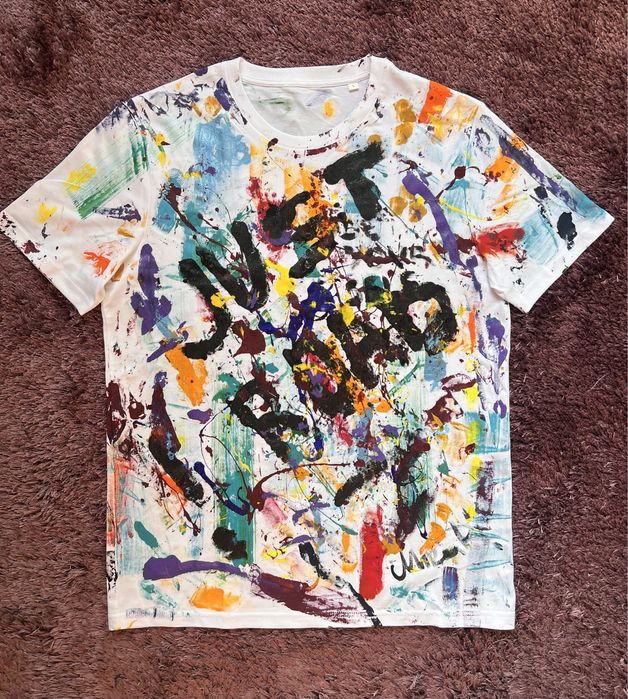 Ръчно рисувани фанелки съметани с принт