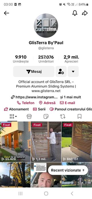 Terase Foișoare Sisteme glisante terasă din aluminiu