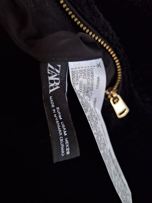 Geacă/parka reversibilă Zara neagră cu blăniță • două fețe • M