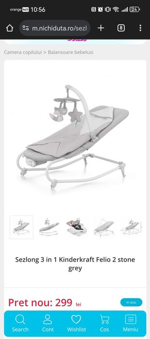 Șezlong/balansoar bebeluși Kinderkraft Felio 2
