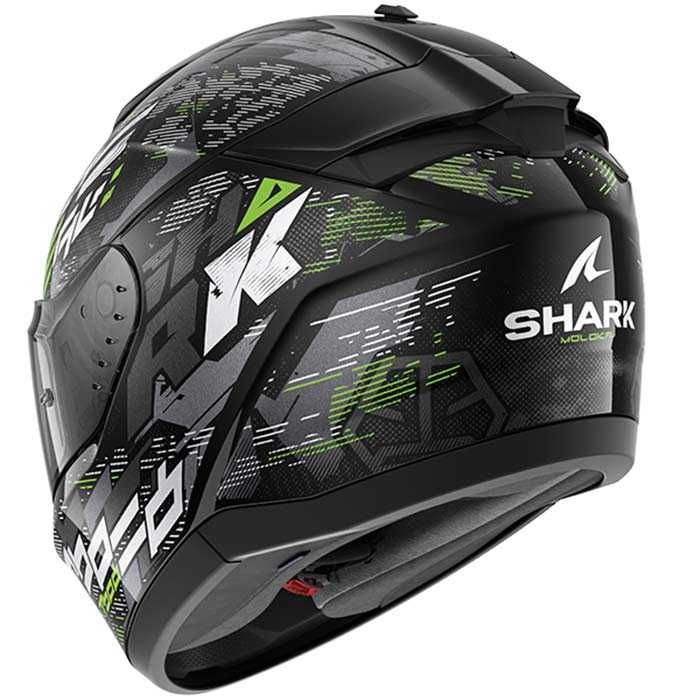 TОП ЦЕНА Каска за мотор SHARK RIDILL2 BERSEK GREEN ,вградени очила