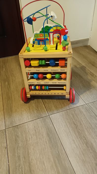 Cub din lemn 5 in 1 cu activitati