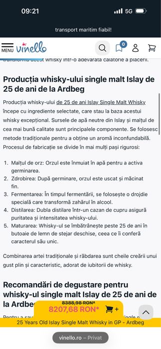 WHISKI ARDBEG 25 years old